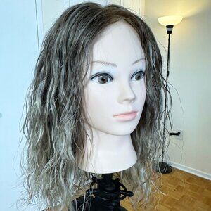 Beautiful Brown & Platinum Highlights 100% Human Hair Wig